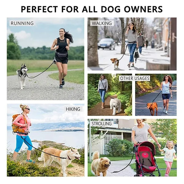 Tangle-Free Adjustable Dog Leash with Removable Storage Bag