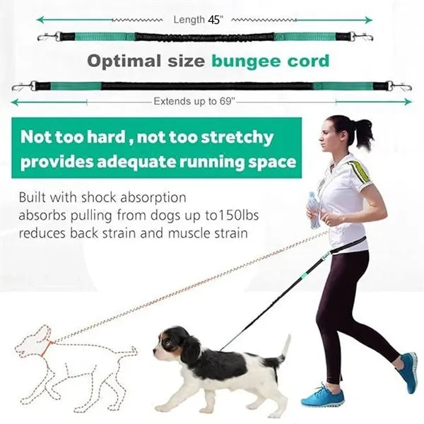 Tangle-Free Adjustable Dog Leash with Removable Storage Bag