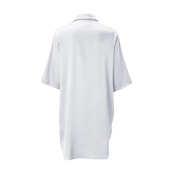 3/4 Sleeve Soft Notch Collar High-Low Hem Satin Sleepshirt