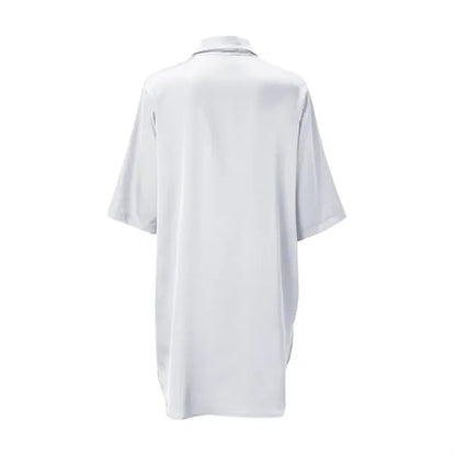 3/4 Sleeve Soft Notch Collar High-Low Hem Satin Sleepshirt