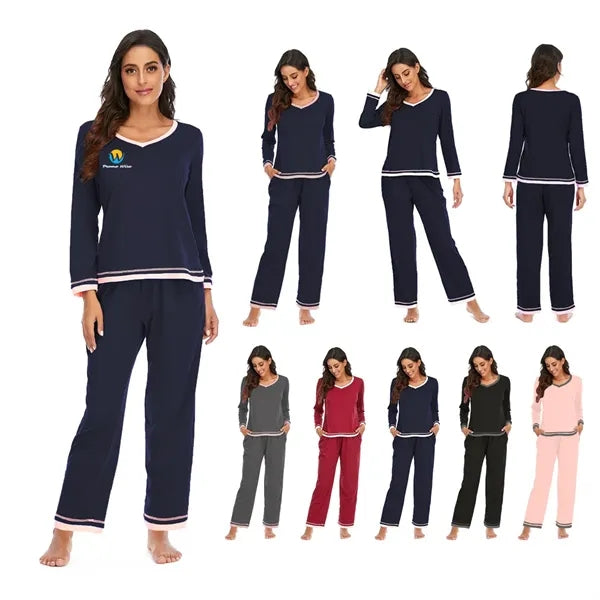 Long-Sleeve Pants Breathable Fade-Resistant Soft Pajama Set