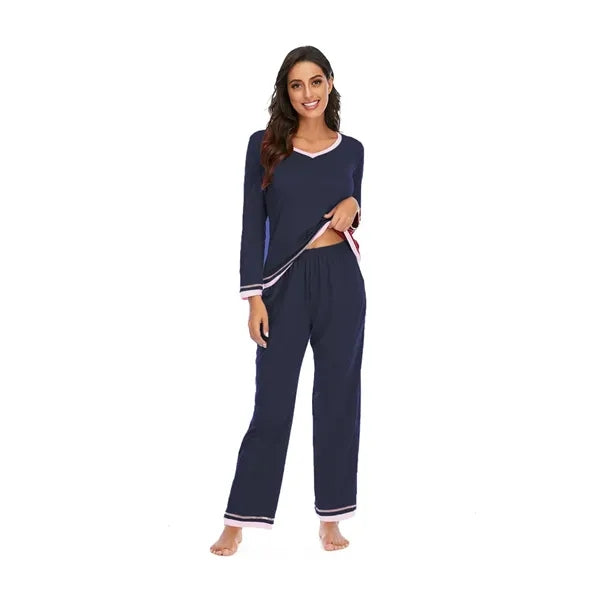 Long-Sleeve Pants Breathable Fade-Resistant Soft Pajama Set