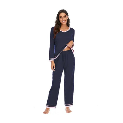 Long-Sleeve Pants Breathable Fade-Resistant Soft Pajama Set