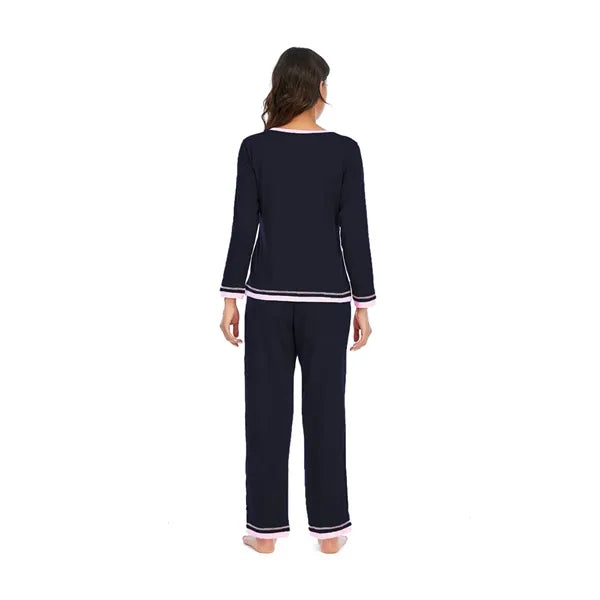 Long-Sleeve Pants Breathable Fade-Resistant Soft Pajama Set