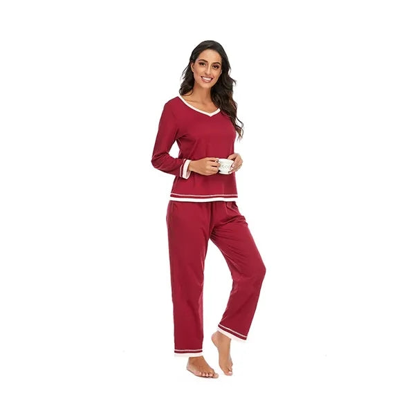 Long-Sleeve Pants Breathable Fade-Resistant Soft Pajama Set