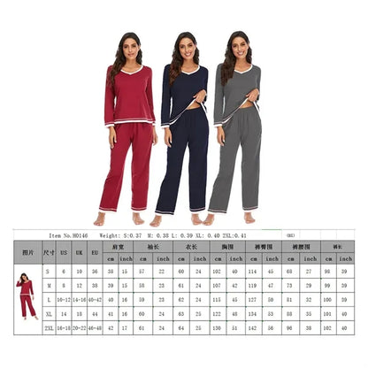 Long-Sleeve Pants Breathable Fade-Resistant Soft Pajama Set