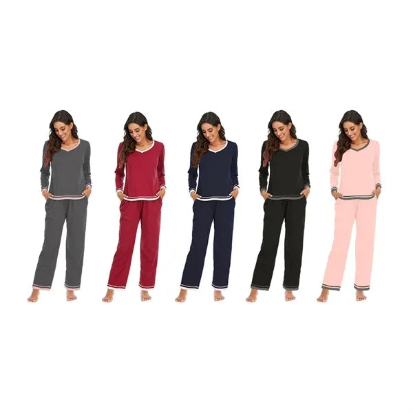 Long-Sleeve Pants Breathable Fade-Resistant Soft Pajama Set