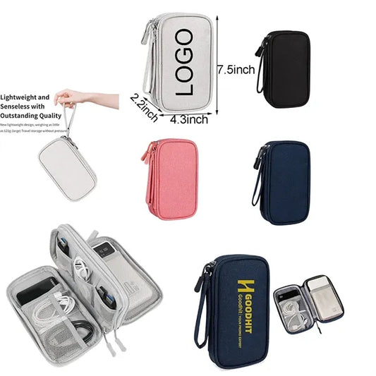 Portable Jacquard Fabric Electronic Organizer Bag