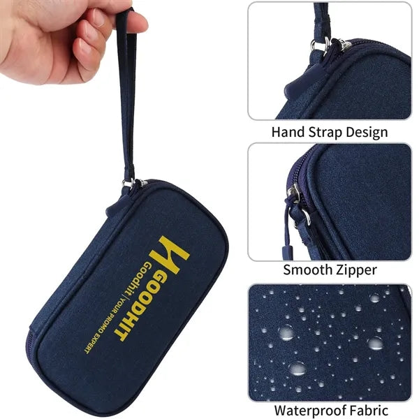 Portable Jacquard Fabric Electronic Organizer Bag