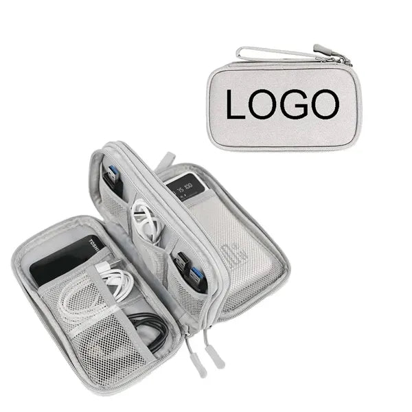 Portable Jacquard Fabric Electronic Organizer Bag
