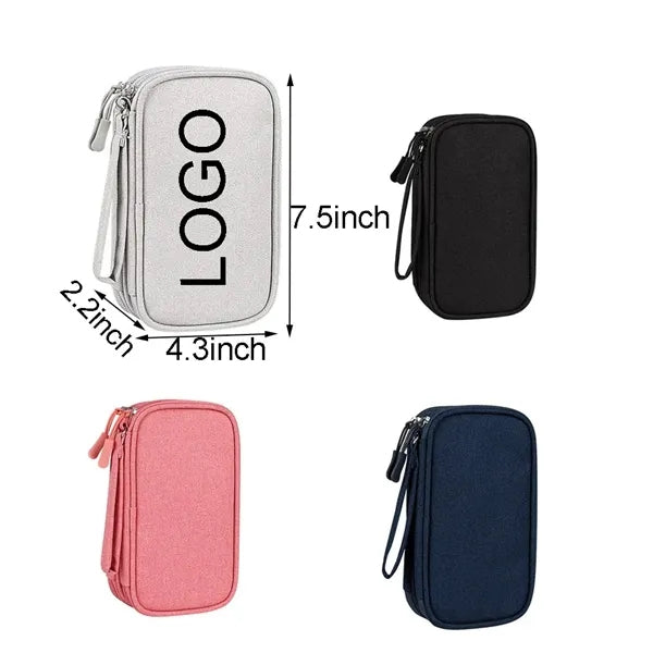 Portable Jacquard Fabric Electronic Organizer Bag