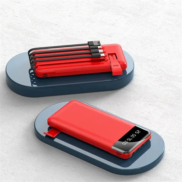 10000mAh Large Capacity Power Bank with Built in Cable