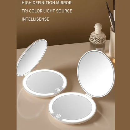 Portable Folding Compact Pocket Mirror With Touch Dimming