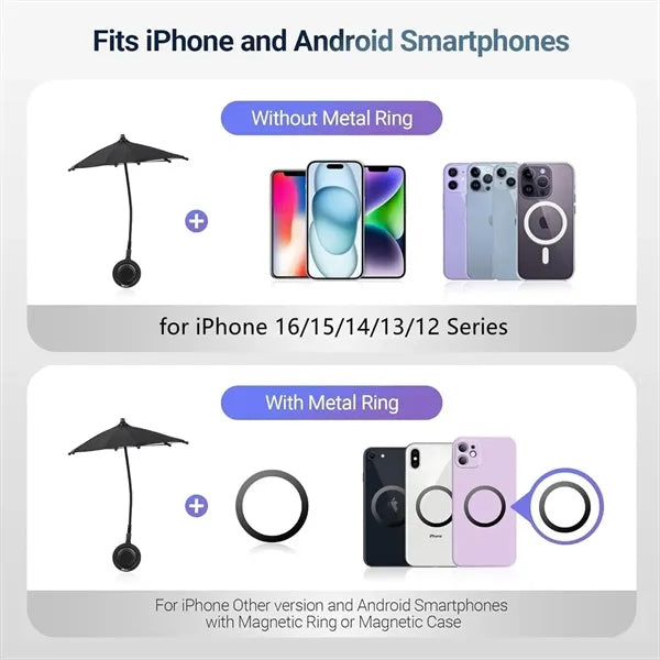 Adjustable Shade Phone Umbrella with Magnetic Ring