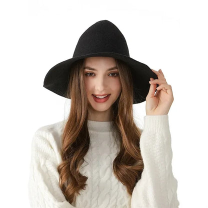 Stretchy Wool Blend Wide Brim  Foldable Costumes Witch Hat