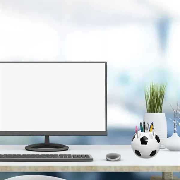 Durable Soccer-Themed Pen Holder Holds Desk Essentials