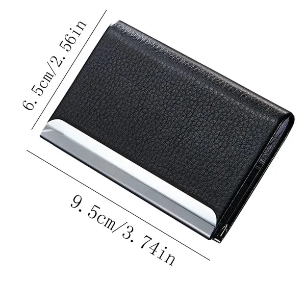 Office Supplies PU Leather Metal Business Card Holder