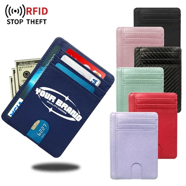 Minimalist Leather Slim Card Holder Wallet RFID Blocking