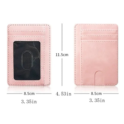 Minimalist Leather Slim Card Holder Wallet RFID Blocking