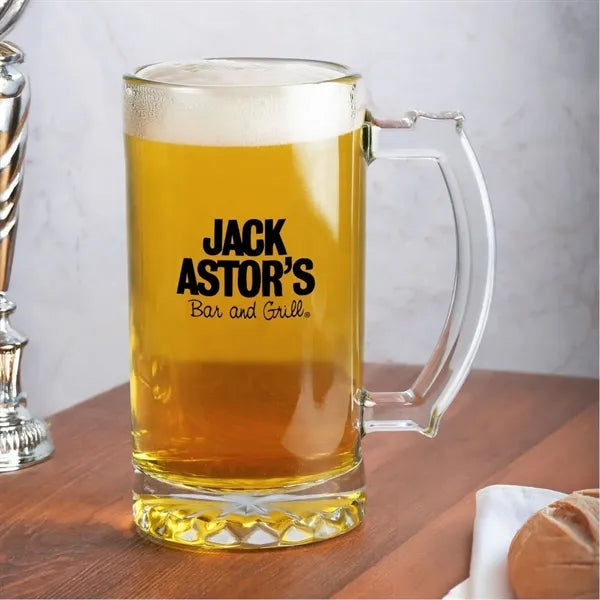 16 Oz Thick Bottomed Glass Beer Stein With a Handle