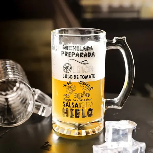 16 Oz Thick Bottomed Glass Beer Stein With a Handle