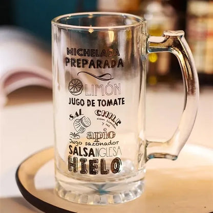 16 Oz Thick Bottomed Glass Beer Stein With a Handle
