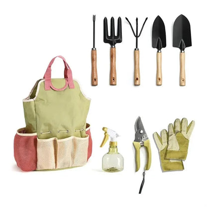 9-Piece Ergonomic Steel Garden Tool Set with Tote Bag
