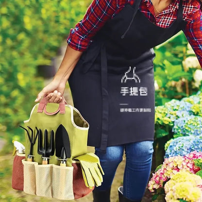 9-Piece Ergonomic Steel Garden Tool Set with Tote Bag