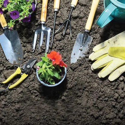 9-Piece Ergonomic Steel Garden Tool Set with Tote Bag
