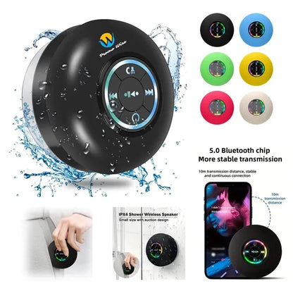 Bluetooth 5.3 LED Lights Suction Cup HD Sound Shower Speaker