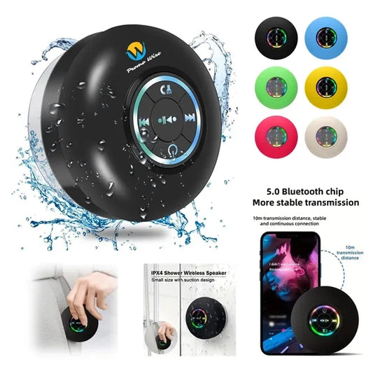 Bluetooth 5.3 LED Lights Suction Cup HD Sound Shower Speaker