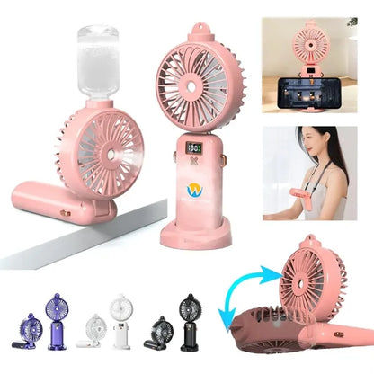 Rechargeable 5 Speeds Tank Handheld Misting Fan