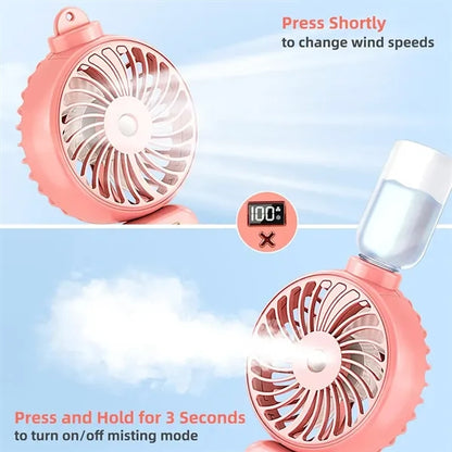Rechargeable 5 Speeds Tank Handheld Misting Fan