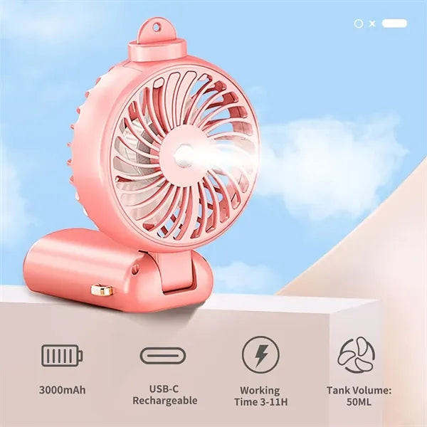 Rechargeable 5 Speeds Tank Handheld Misting Fan