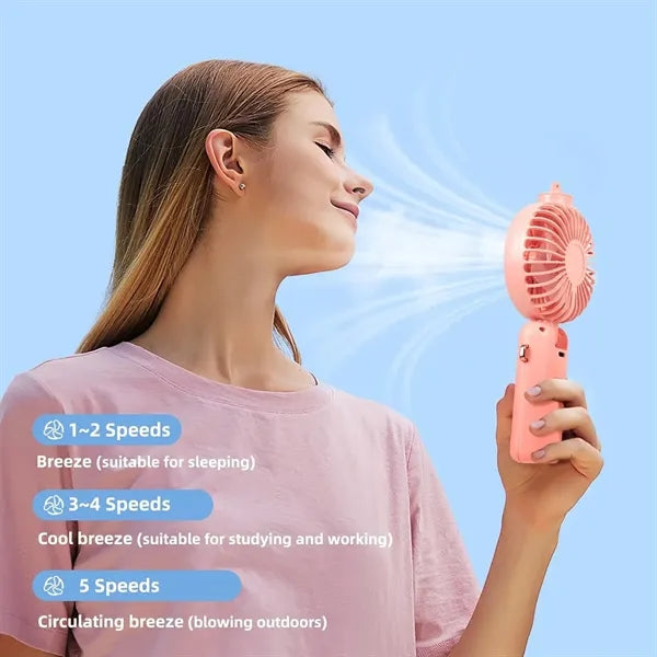 Rechargeable 5 Speeds Tank Handheld Misting Fan