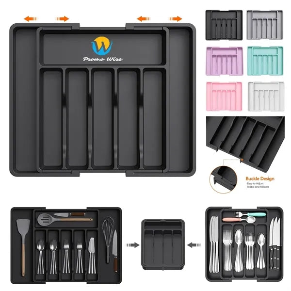 Adjustable 8-Section Expandable Kitchen Drawer Organizer