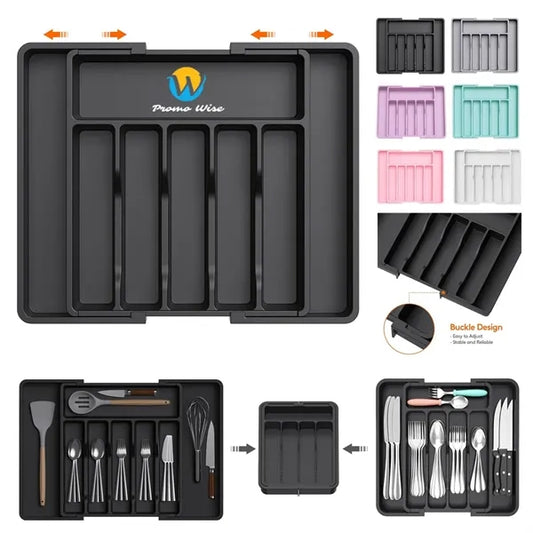 Adjustable 8-Section Expandable Kitchen Drawer Organizer