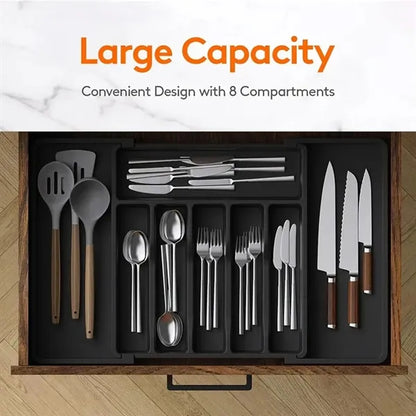 Adjustable 8-Section Expandable Kitchen Drawer Organizer