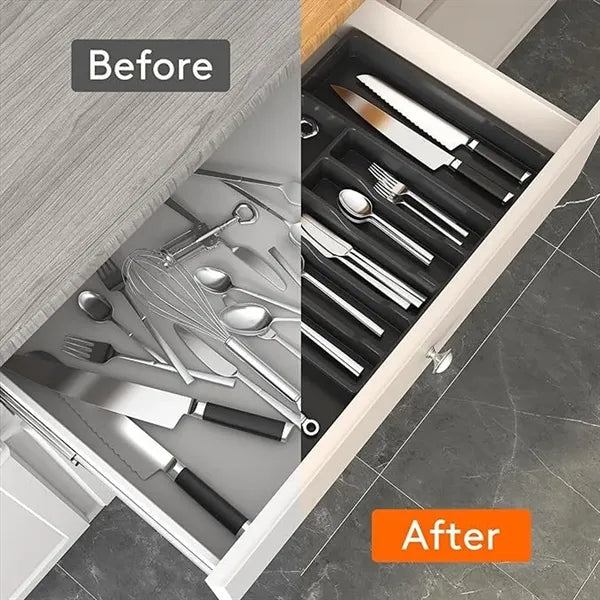 Adjustable 8-Section Expandable Kitchen Drawer Organizer