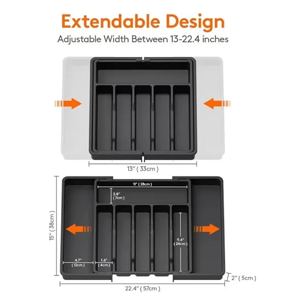Adjustable 8-Section Expandable Kitchen Drawer Organizer