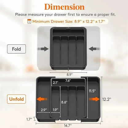 Adjustable 8-Section Expandable Kitchen Drawer Organizer