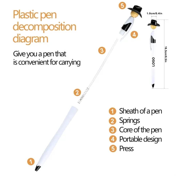 Fine Tip Fun Character Smooth Ink Cowboy Hat Smiley Pens