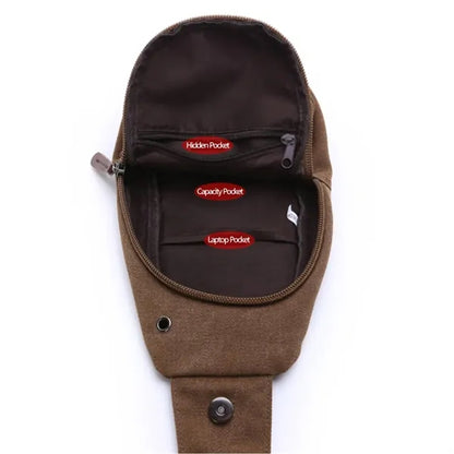 Multi-Pocket Adjustable Strap Sling Bag with Headphone Jack