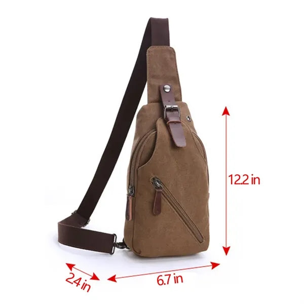 Multi-Pocket Adjustable Strap Sling Bag with Headphone Jack