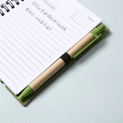 Pocket Sticky Notes Kraft Cover Notebook Set with Pen Holder