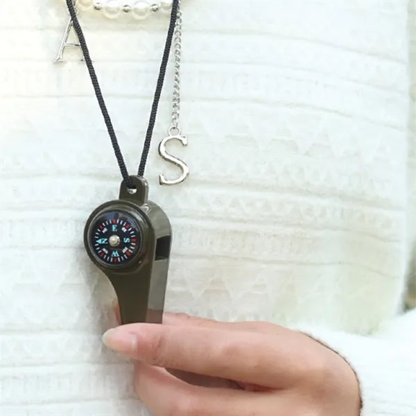 Emergency Whistle with Integrated Compass & Lanyard