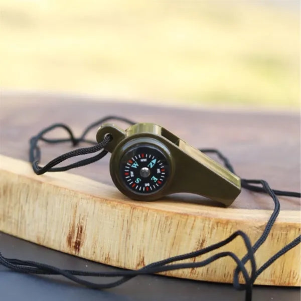 Emergency Whistle with Integrated Compass & Lanyard