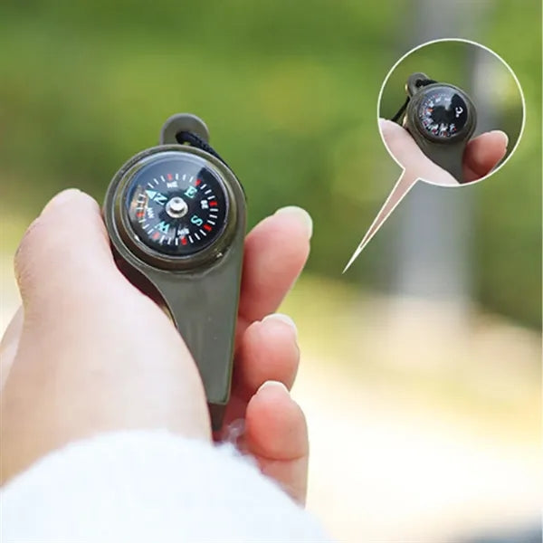 Emergency Whistle with Integrated Compass & Lanyard