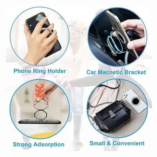 Foldable 360 Rotation Magnetic Phone Ring Holder Car Mount