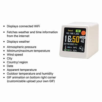 Portable Desktop Gadget Smart Weather Monitoring WiFi Clock